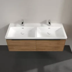 V&b subway 3.0 servantskap 127x42 f/dobbel servant kansas oak håndtak i volcano black