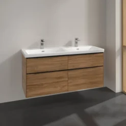 V&b subway 3.0 servantskap 127x57 f/dobbel servant kansas oak håndtak i volcano black