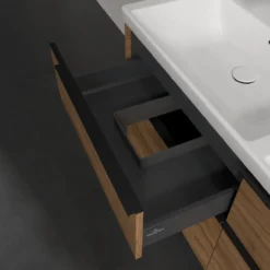 V&b subway 3.0 servantskap 127x57 f/dobbel servant kansas oak håndtak i volcano black