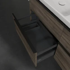 V&b subway 3.0 servantskap 127x57 f/dobbel servant kansas oak m/lys håndtak i volcano black