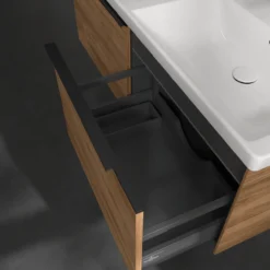 V&b subway 3.0 servantskap 127x42 f/dobbel servant kansas oak m/lys håndtak i volcano black