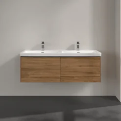 V&b subway 3.0 servantskap 127x42 f/dobbel servant kansas oak m/lys håndtak i krom