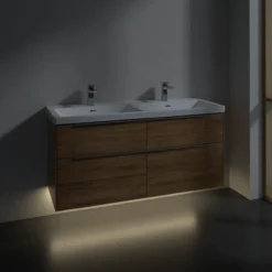 V&b subway 3.0 servantskap 127x57 f/dobbel servant kansas oak m/lys håndtak i krom