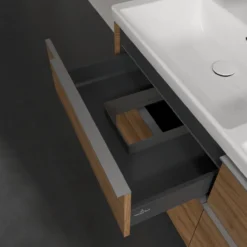 V&b subway 3.0 servantskap 127x57 f/dobbel servant kansas oak m/lys håndtak i krom