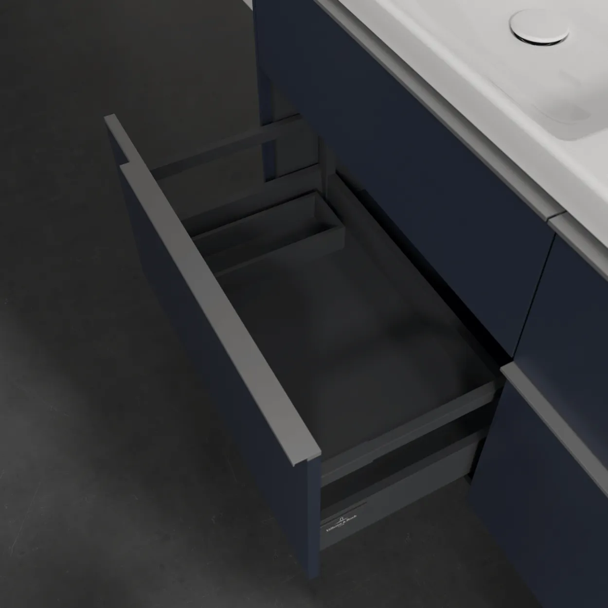 V&b subway 3.0 servantskap 127x57 f/dobbel servant marine blue håndtak i krom