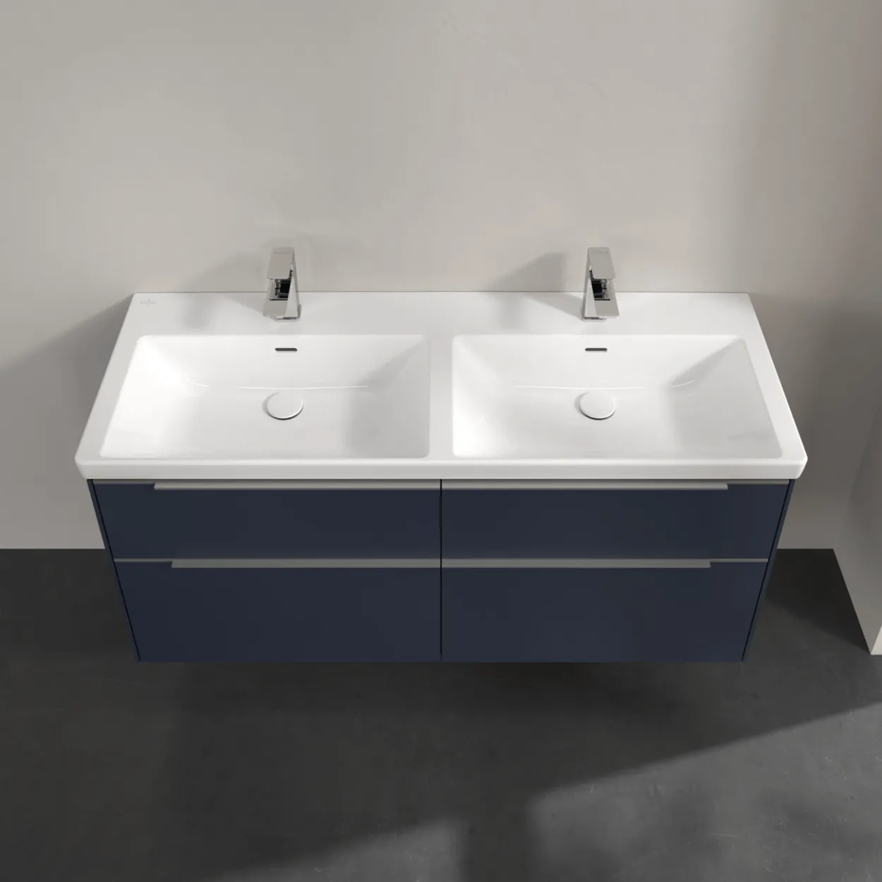 V&b subway 3.0 servantskap 127x57 f/dobbel servant marine blue håndtak i krom