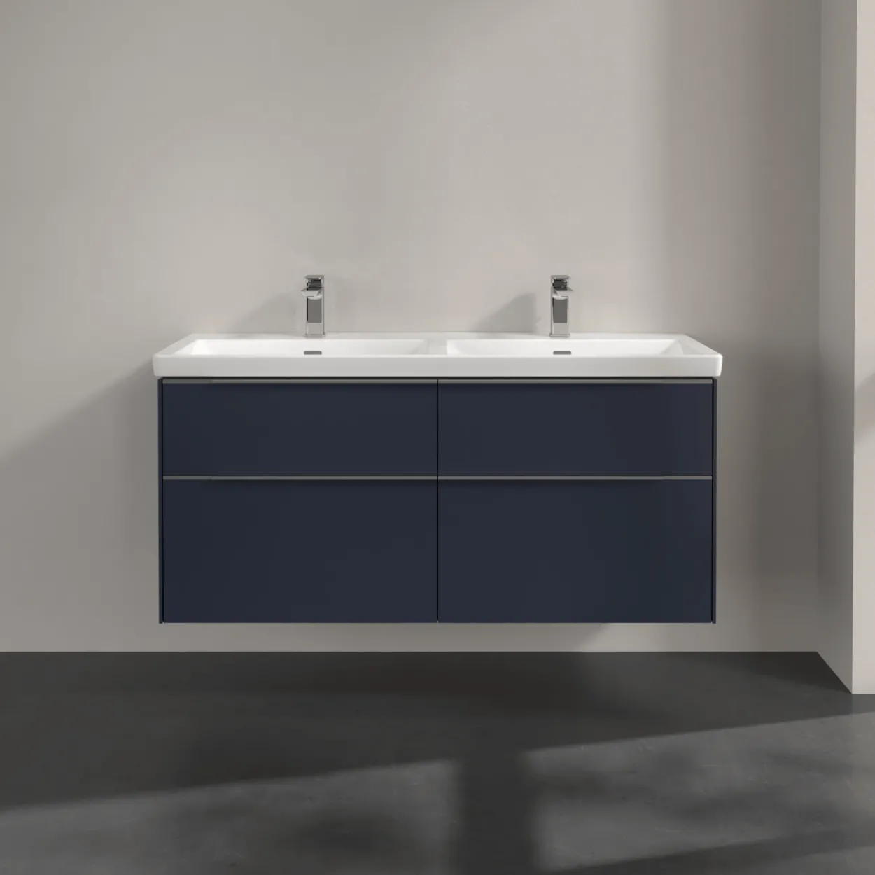 V&b subway 3.0 servantskap 127x57 f/dobbel servant marine blue håndtak i krom