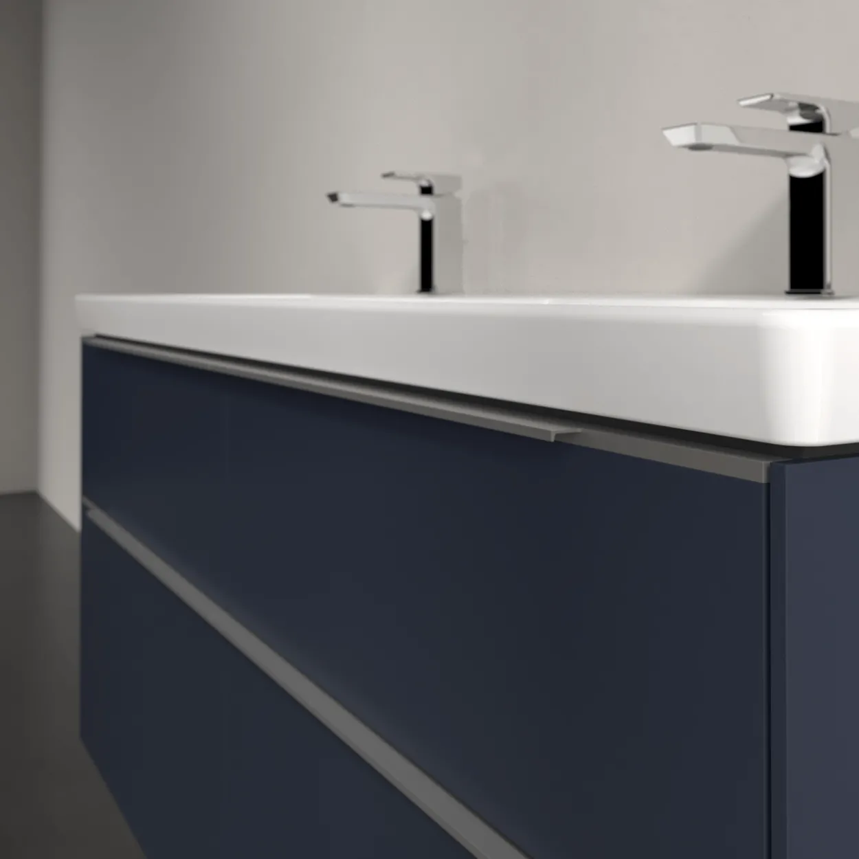 V&b subway 3.0 servantskap 127x57 f/dobbel servant marine blue håndtak i krom