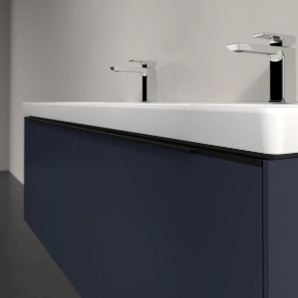 V&b subway 3.0 servantskap 127x42 f/dobbel servant marine blue håndtak i volcano black