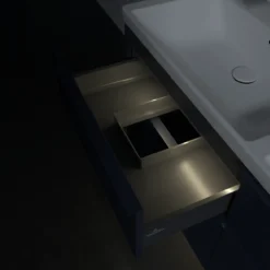 V&b subway 3.0 servantskap 127x57 f/dobbel servant marine blue m/lys håndtak i møbelets farge