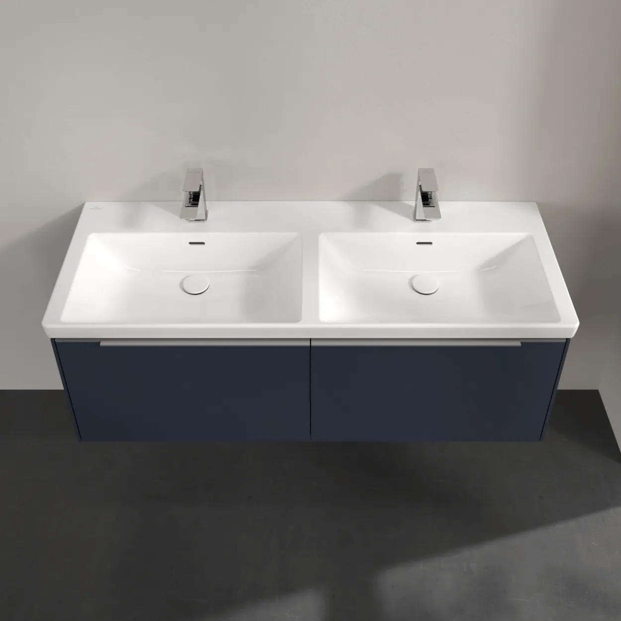V&b subway 3.0 servantskap 127x42 f/dobbel servant marine blue m/lys håndtak i krom