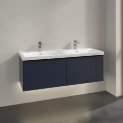 V&b subway 3.0 servantskap 127x42 f/dobbel servant marine blue m/lys håndtak i volcano black