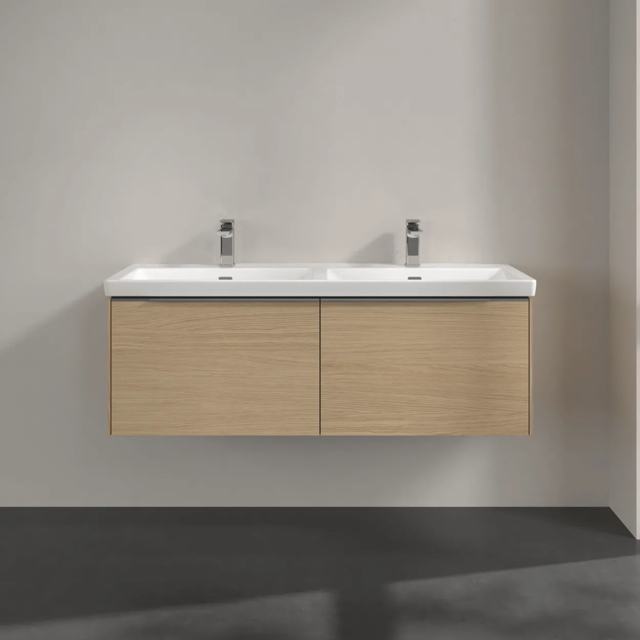 V&b subway 3.0 servantskap 127x42 f/dobbel servant nordic oak håndtak i krom