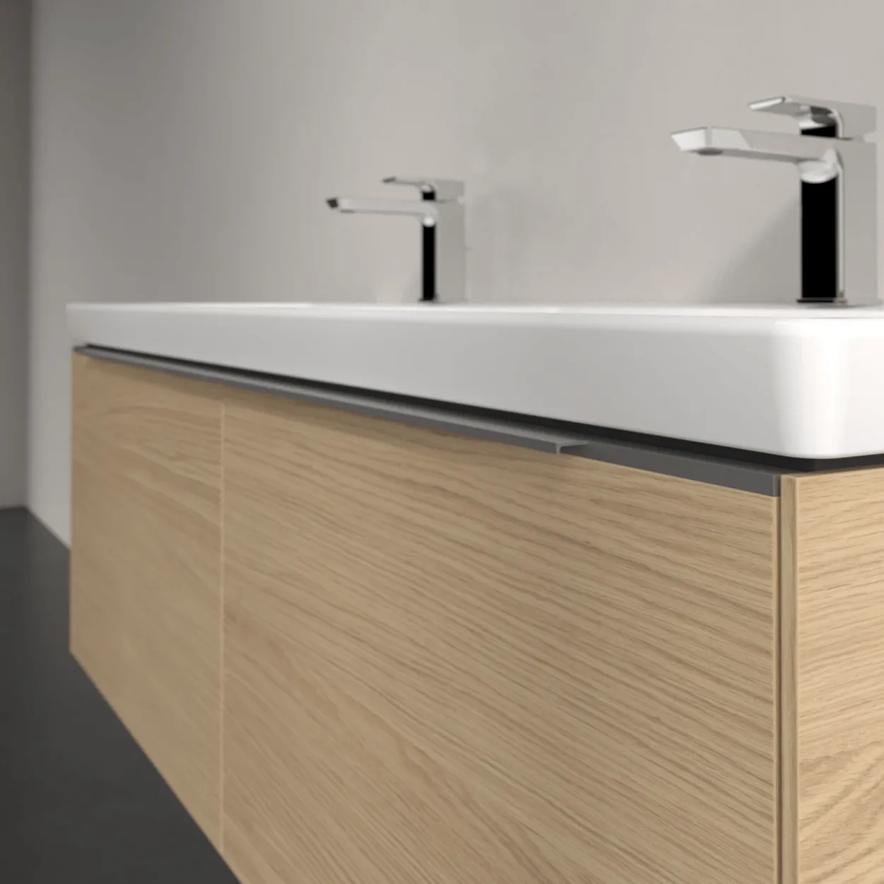 V&b subway 3.0 servantskap 127x42 f/dobbel servant nordic oak håndtak i krom