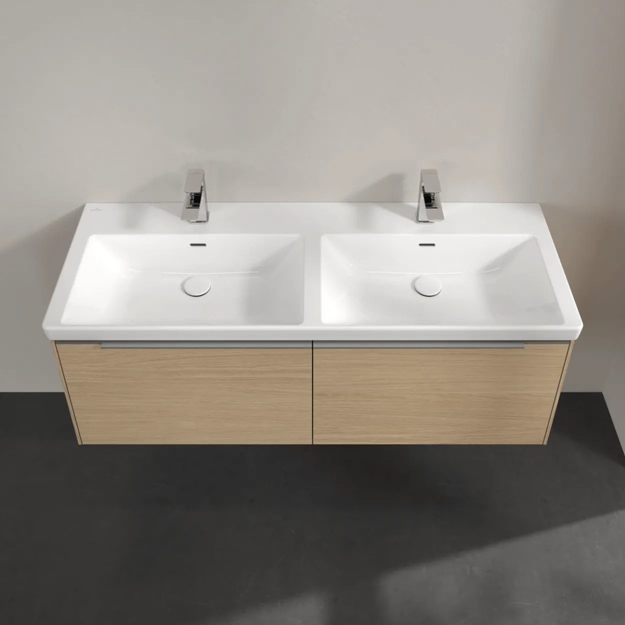 V&b subway 3.0 servantskap 127x42 f/dobbel servant nordic oak håndtak i krom