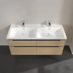 V&b subway 3.0 servantskap 127x57 f/dobbel servant nordic oak håndtak i volcano black