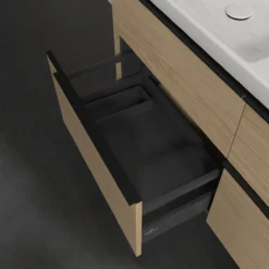 V&b subway 3.0 servantskap 127x57 f/dobbel servant nordic oak håndtak i volcano black