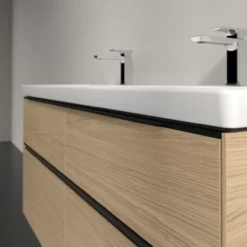V&b subway 3.0 servantskap 127x57 f/dobbel servant nordic oak håndtak i volcano black
