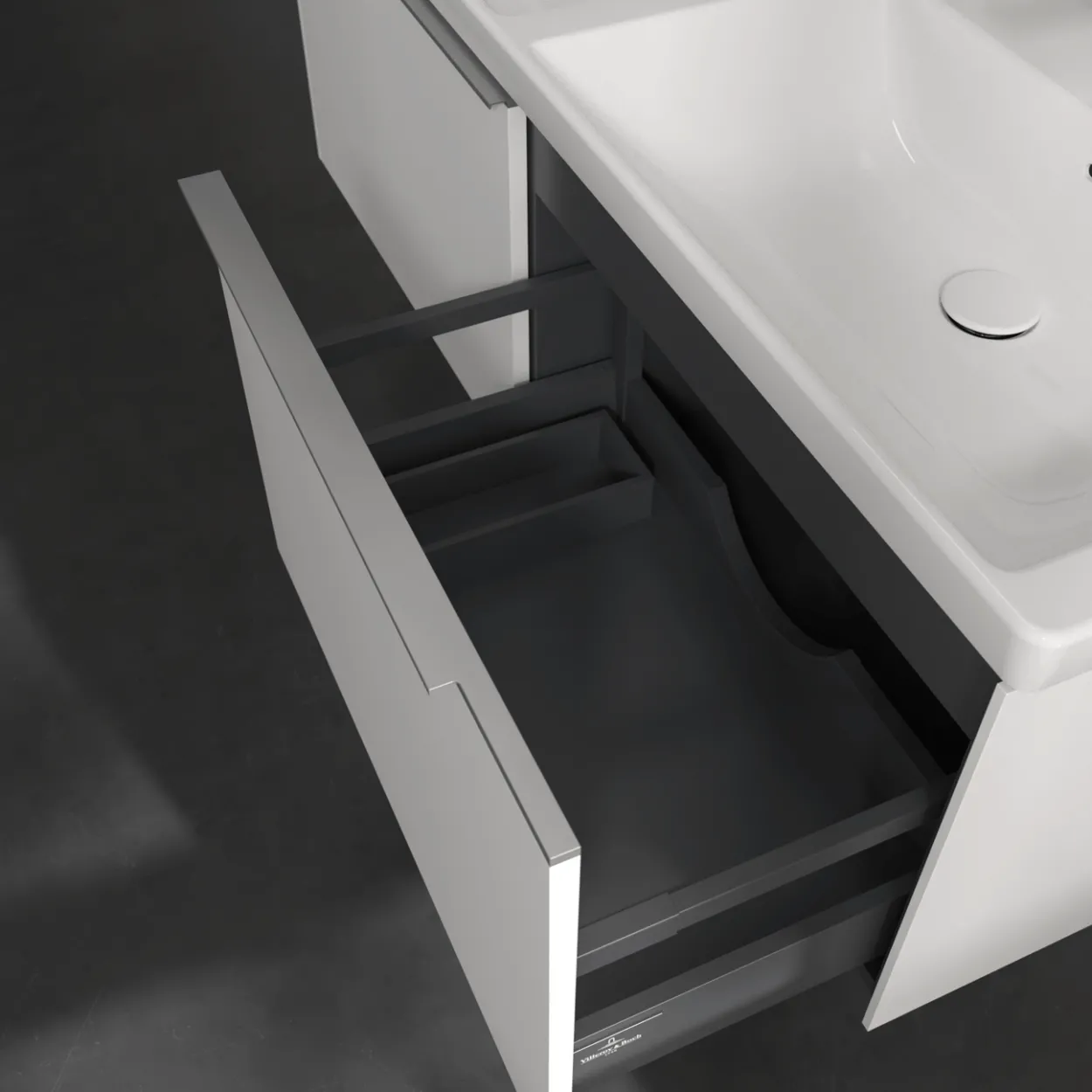 V&b subway 3.0 servantskap 127x42 f/dobbel servant pure white håndtak i krom