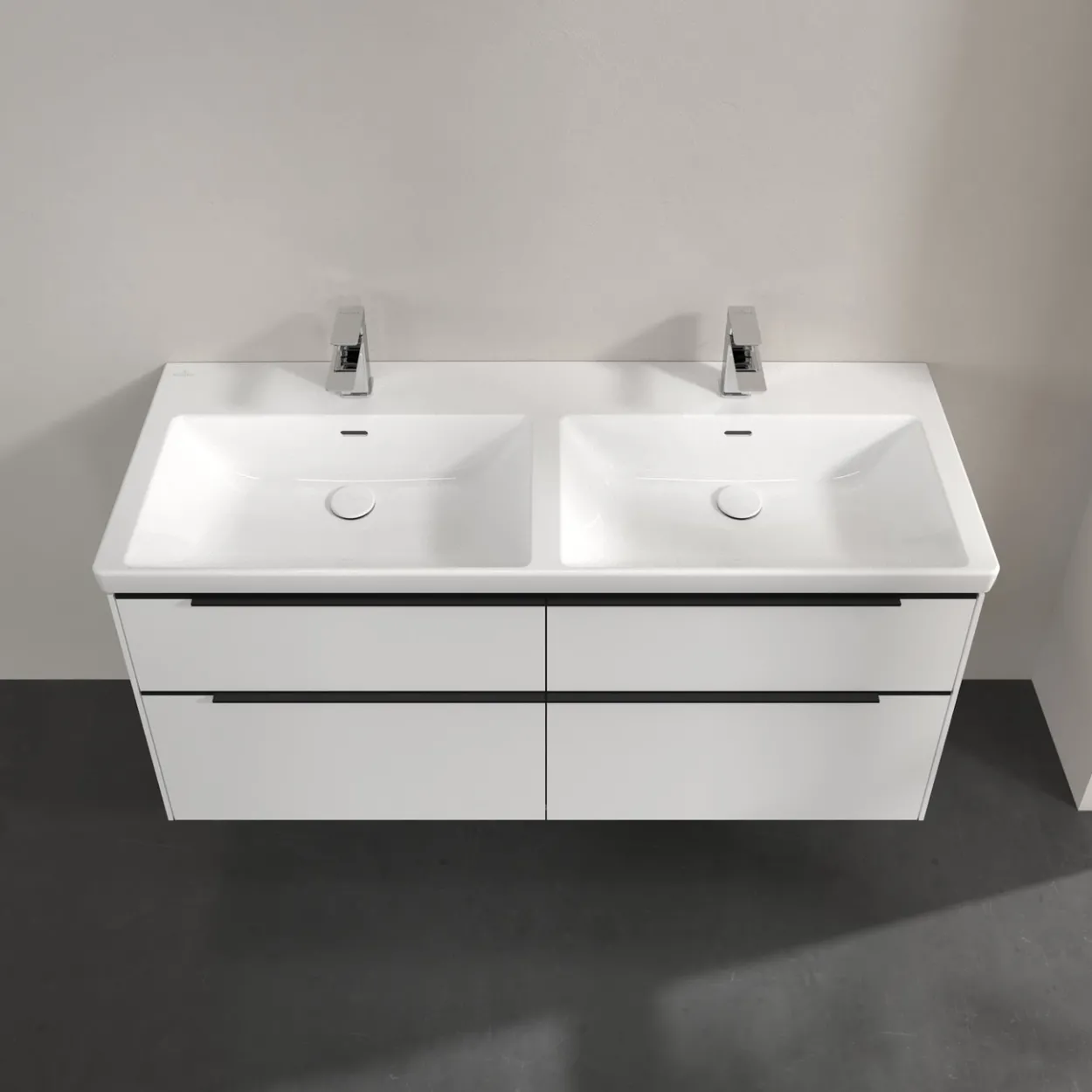 V&b subway 3.0 servantskap 127x57 f/dobbel servant pure white håndtak i volcano black