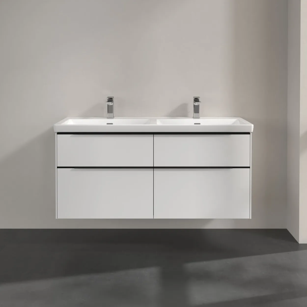 V&b subway 3.0 servantskap 127x57 f/dobbel servant pure white håndtak i volcano black