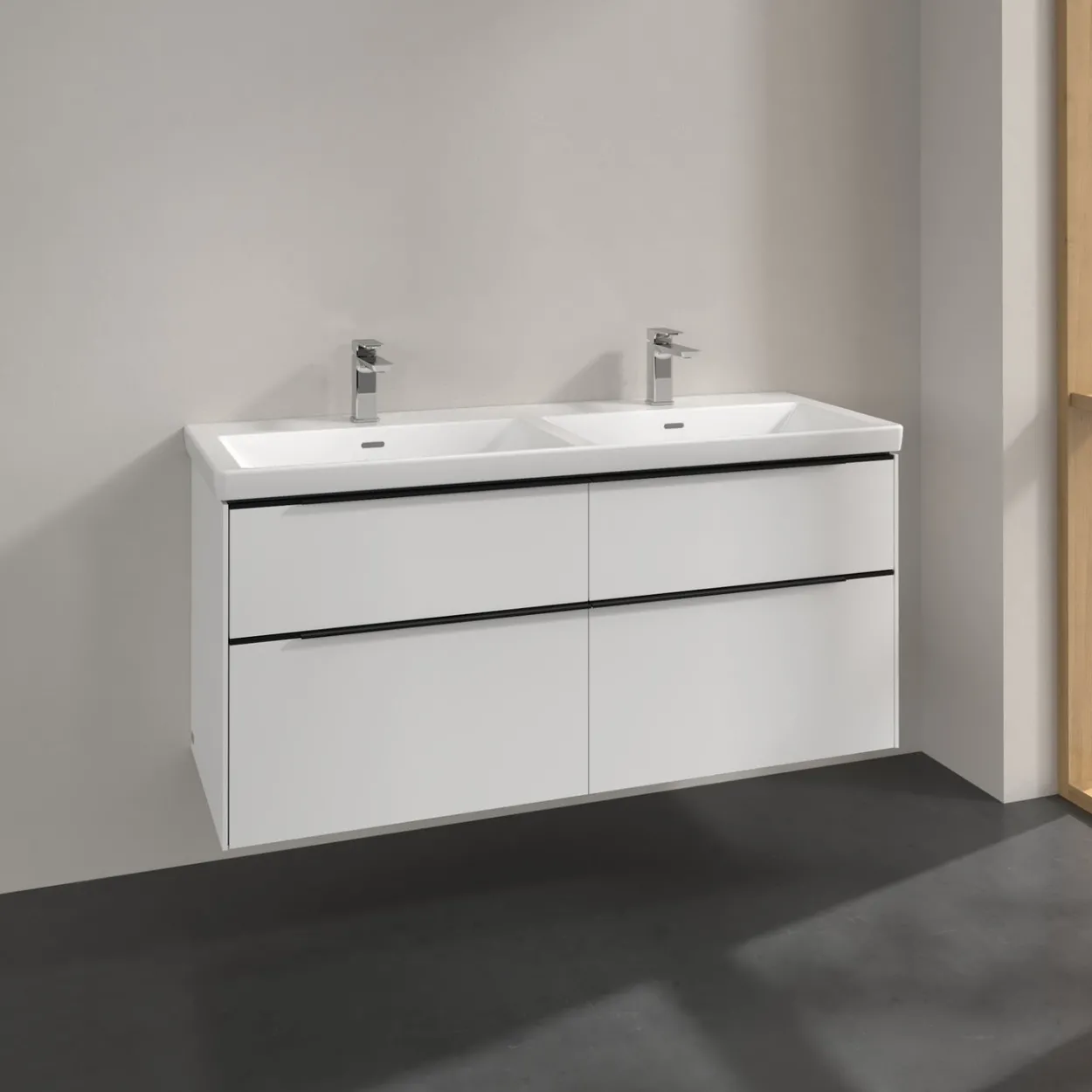 V&b subway 3.0 servantskap 127x57 f/dobbel servant pure white håndtak i volcano black