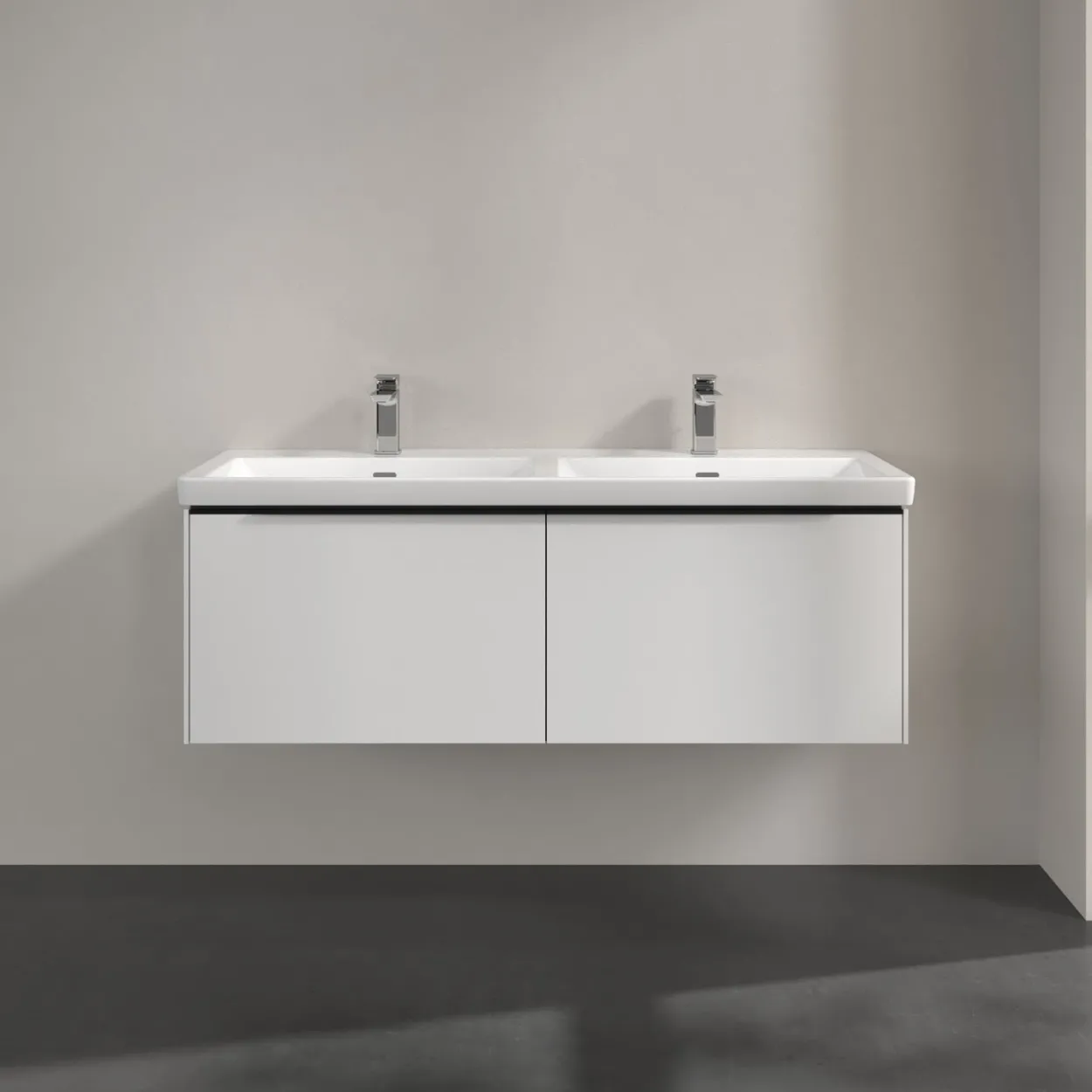 V&b subway 3.0 servantskap 127x42 f/dobbel servant pure white håndtak i volcano black