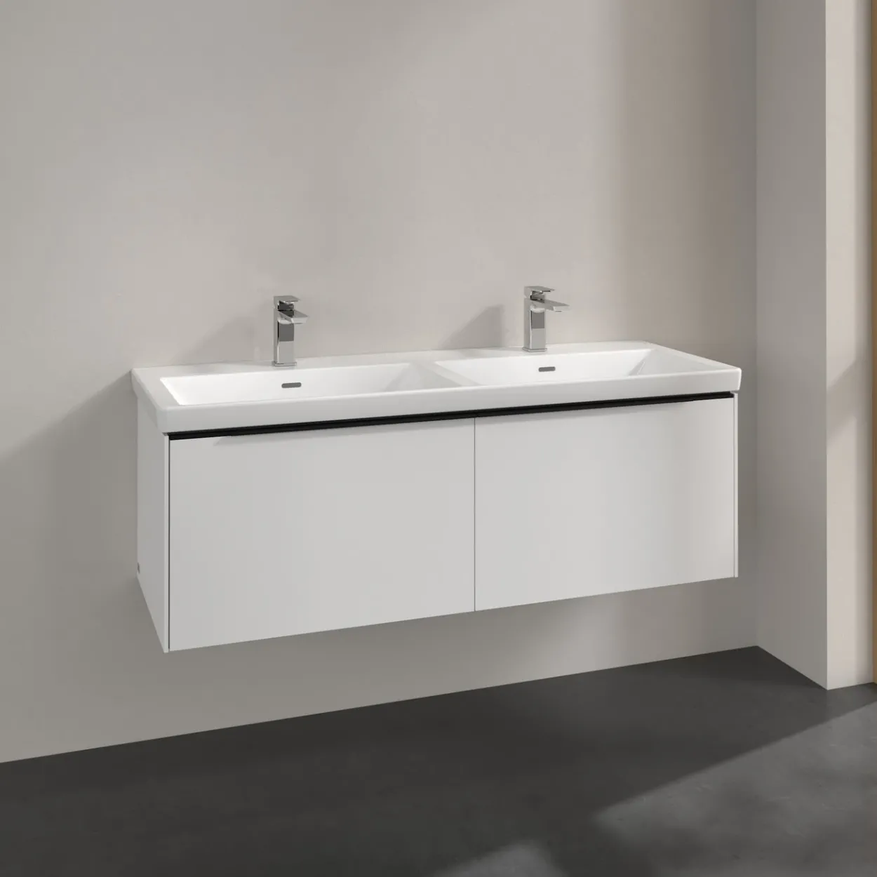 V&b subway 3.0 servantskap 127x42 f/dobbel servant pure white håndtak i volcano black