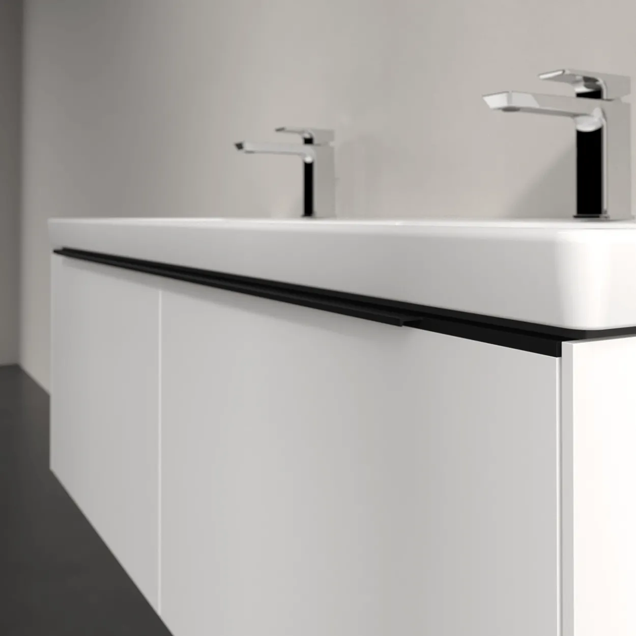 V&b subway 3.0 servantskap 127x42 f/dobbel servant pure white håndtak i volcano black