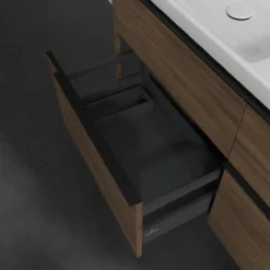V&b subway 3.0 servantskap 127x57 f/dobbel servant pure white m/lys håndtak i volcano black