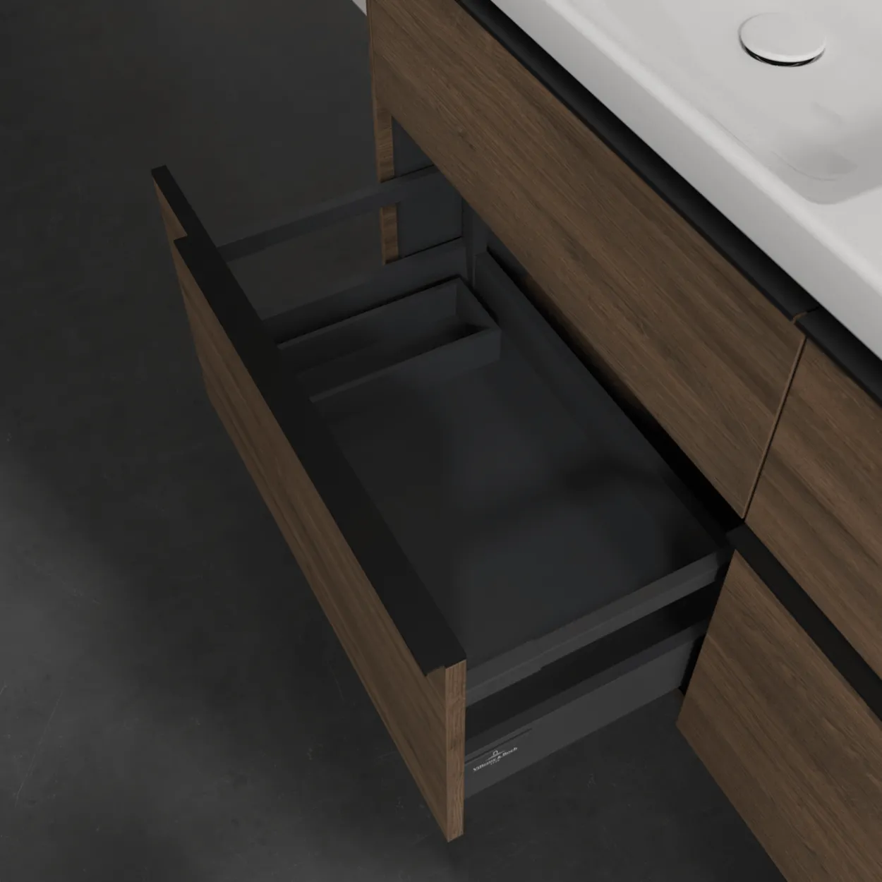 V&b subway 3.0 servantskap 127x57 f/dobbel servant pure white m/lys håndtak i volcano black