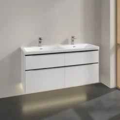 V&b subway 3.0 servantskap 127x57 f/dobbel servant pure white m/lys håndtak i volcano black