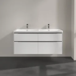 V&b subway 3.0 servantskap 127x57 f/dobbel servant pure white m/lys håndtak i volcano black