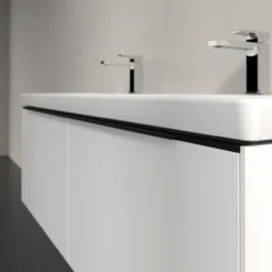 V&b subway 3.0 servantskap 127x42 f/dobbel servant pure white m/lys håndtak i volcano black