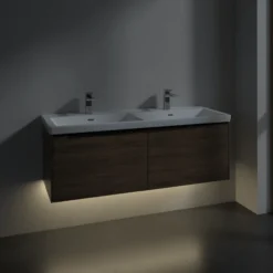 V&b subway 3.0 servantskap 127x42 f/dobbel servant pure white m/lys håndtak i volcano black