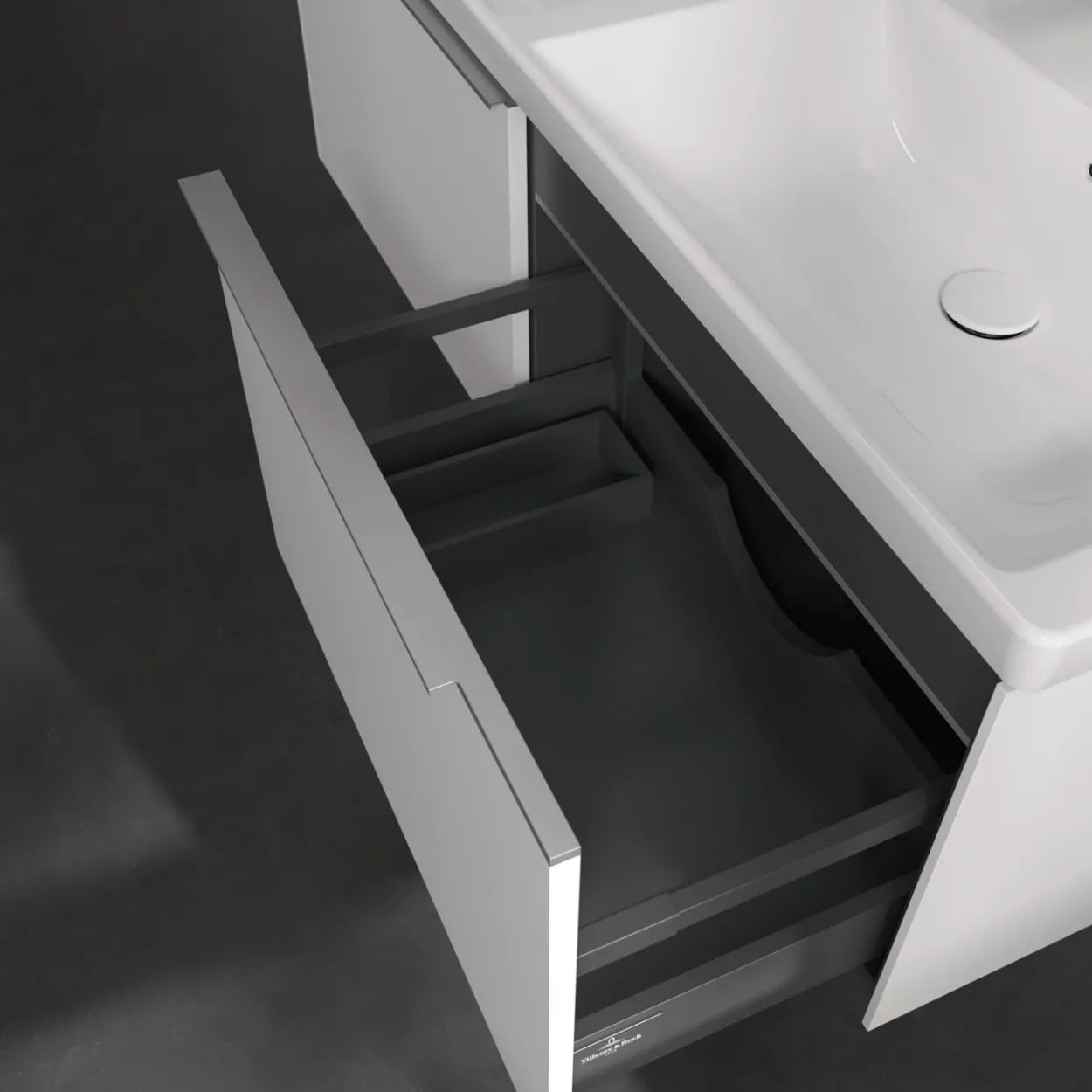 V&b subway 3.0 servantskap 127x42 f/dobbel servant pure white m/lys håndtak i krom