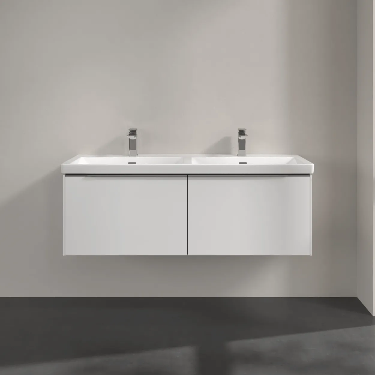 V&b subway 3.0 servantskap 127x42 f/dobbel servant pure white m/lys håndtak i krom