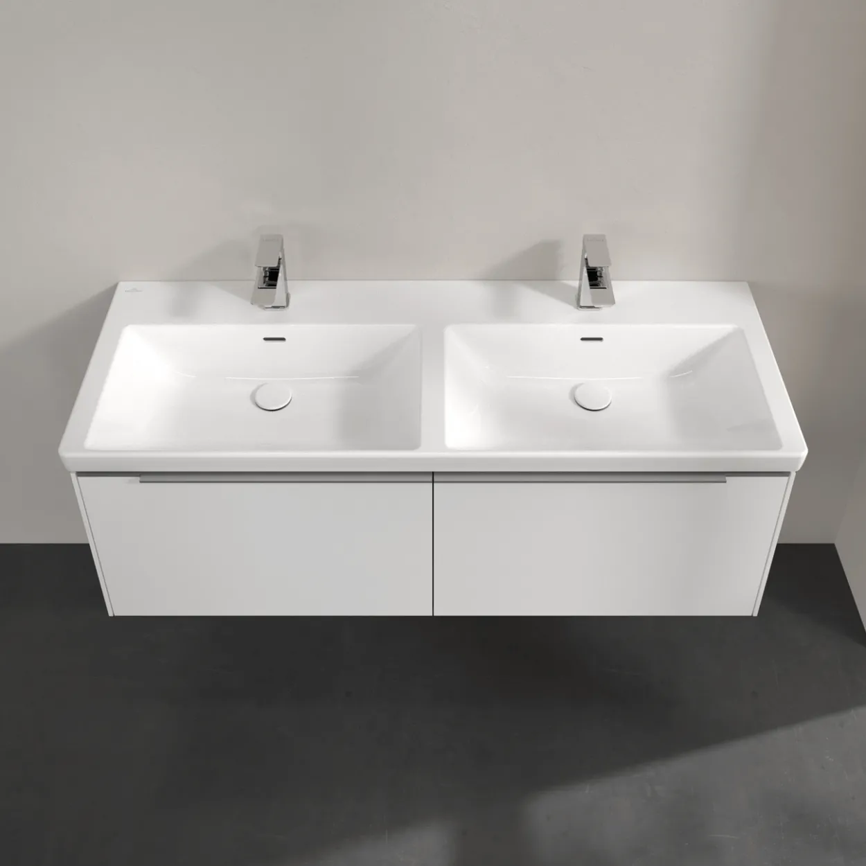 V&b subway 3.0 servantskap 127x42 f/dobbel servant pure white m/lys håndtak i krom