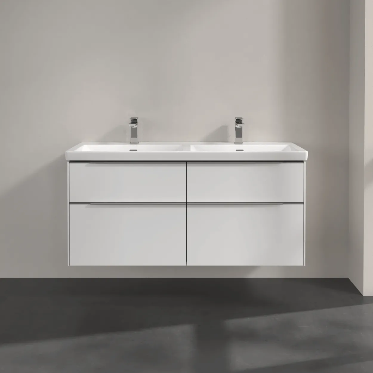 V&b subway 3.0 servantskap 127x57 f/dobbel servant pure white m/lys håndtak i krom