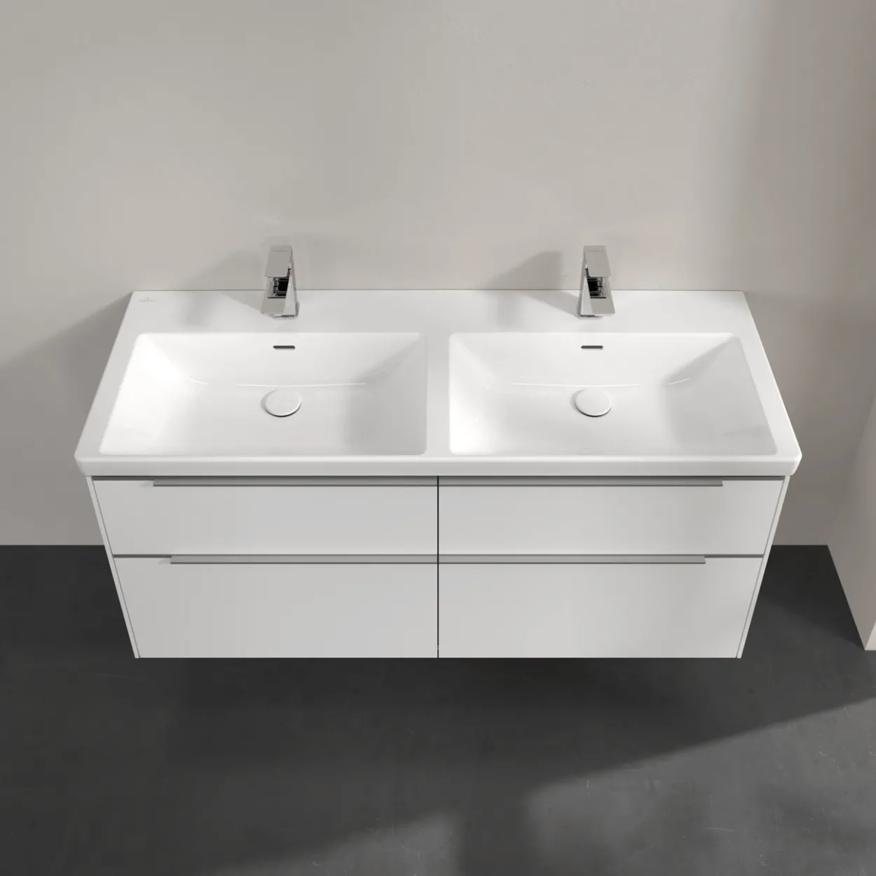 V&b subway 3.0 servantskap 127x57 f/dobbel servant pure white m/lys håndtak i krom