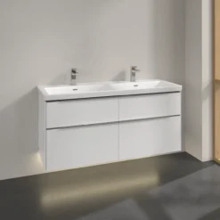 V&b subway 3.0 servantskap 127x57 f/dobbel servant pure white m/lys håndtak i krom