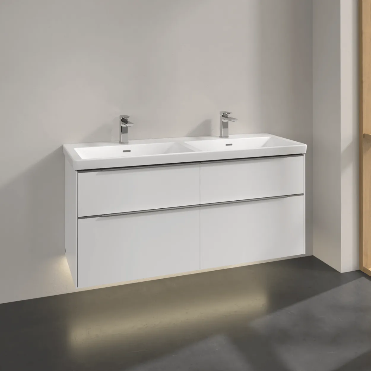 V&b subway 3.0 servantskap 127x57 f/dobbel servant pure white m/lys håndtak i krom