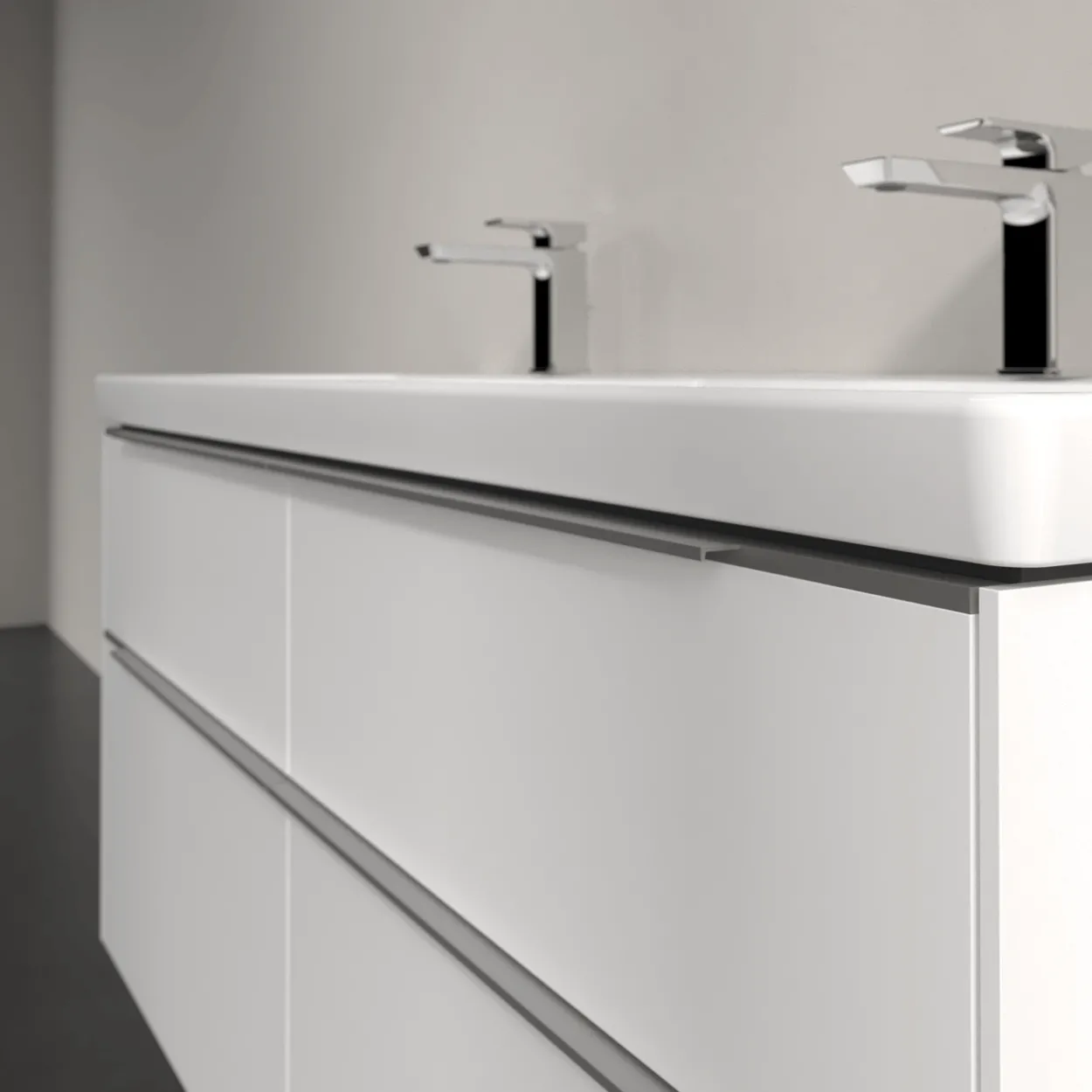 V&b subway 3.0 servantskap 127x57 f/dobbel servant pure white m/lys håndtak i krom