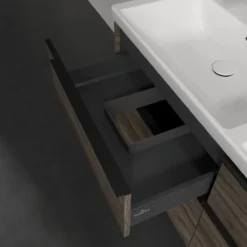 V&b subway 3.0 servantskap 127x57 f/dobbel servant stone oak håndtak i volcano black
