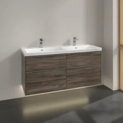 V&b subway 3.0 servantskap 127x57 f/dobbel servant stone oak m/lys håndtak i krom