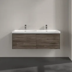 V&b subway 3.0 servantskap 127x42 f/dobbel servant stone oak m/lys håndtak i krom