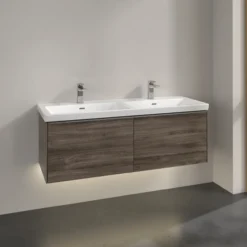 V&b subway 3.0 servantskap 127x42 f/dobbel servant stone oak m/lys håndtak i krom