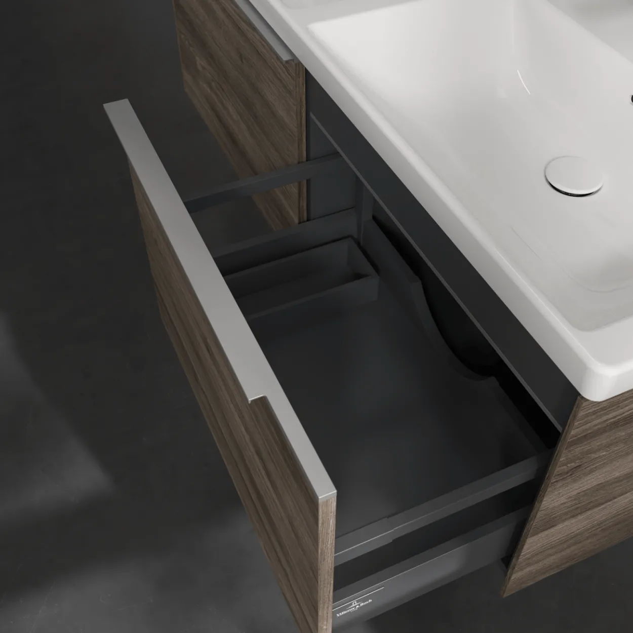 V&b subway 3.0 servantskap 127x42 f/dobbel servant stone oak m/lys håndtak i krom
