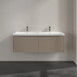 V&b subway 3.0 servantskap 127x42 f/dobbel servant taupe håndtak i møbelets farge