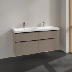 V&b subway 3.0 servantskap 127x57 f/dobbel servant taupe håndtak i volcano black